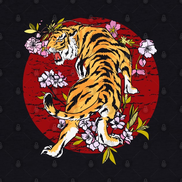 Cherry Blossom Jungle Wildlife Animal Tigers by ShirtsShirtsndmoreShirts